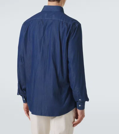 Brunello Cucinelli Blue Regular Solid Shirt In Blue