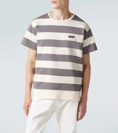 Miu Miu Striped Cotton Jersey T-shirt In Multi