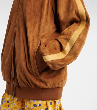 Miu Miu Oversized Suede Jacket In Brown