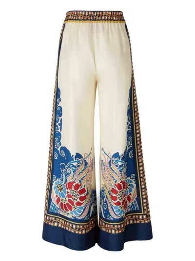 La Doublej Multicolor Palazzo Pants With Wide Leg And All-over Print In Silk Woman
