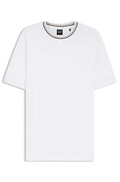 Hugo Boss Cotton Jersey T-shirt With Striped Logo Graphic In White