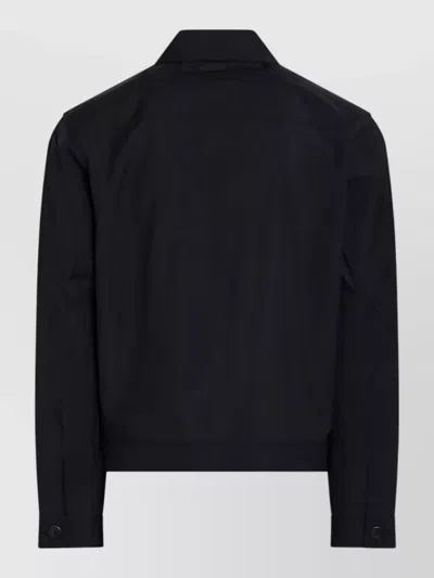 Prada Collared Jacket Long Sleeves Side Pockets In Black