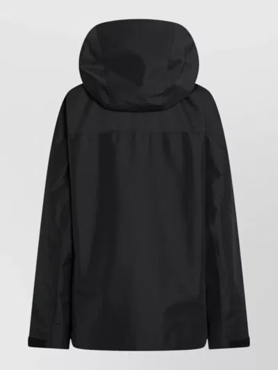 Prada Hooded Jacket Long Sleeves Multiple Zip Pockets In Black