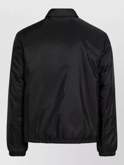 Prada Collared Jacket Elastic Cuffs Front Pocket In Black