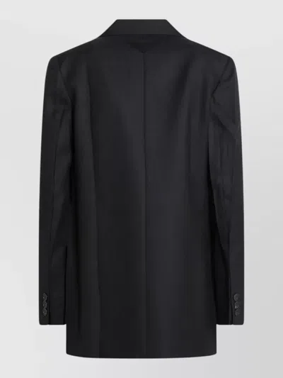 Prada Single Breasted Jacket Notch Lapel Pockets In Black
