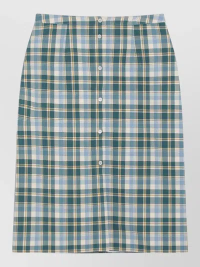 Prada High Waist Checked Skirt Button Back In Multi