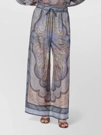 Zimmermann Lightweight Paisley Wide Leg Tailored Pants In Pattern