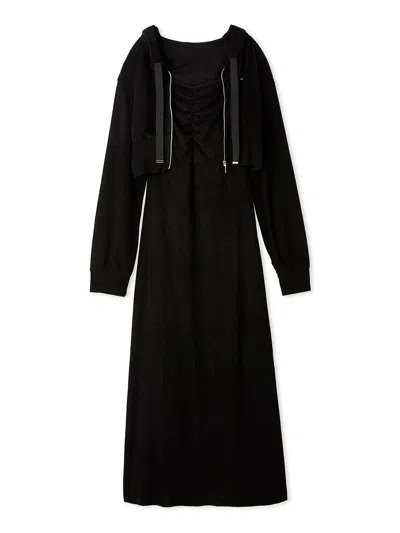 Snidel Terry Hoodie & Cami Dress Set In Black