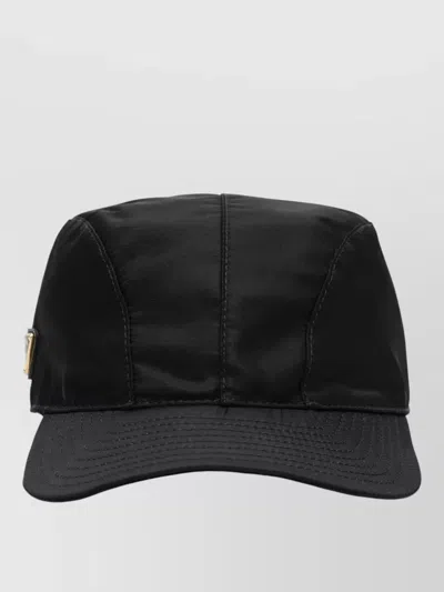 Prada Curved Brim Baseball Cap Structured Design In Black
