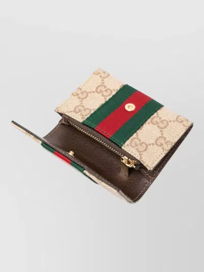 Gucci Stripe Fold Over Card Keyring Case In Multi