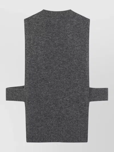 Miu Miu Knitwear Top Sleeveless Ribbed Hem Pockets In Gray