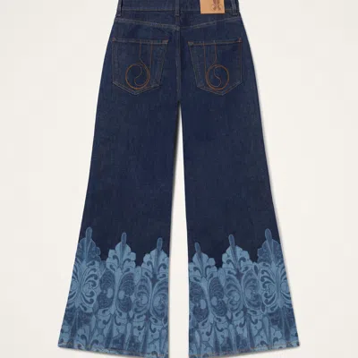 La Doublej Printed Cropped Flared Jeans In Blue