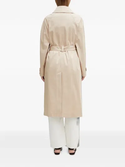 Lacoste Double-breasted Belted Trench Coat In Neutral