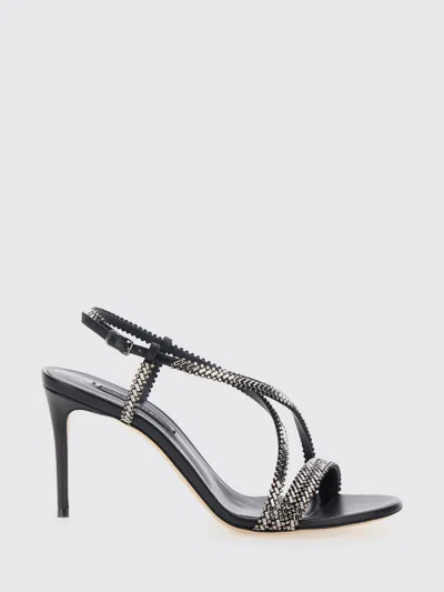 Casadei Josephine Black Sandals With High Stiletto Heel And Crystal Embellishments In Leather Woman