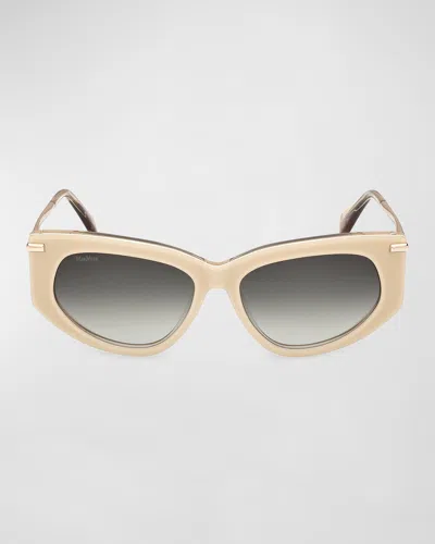 Max Mara Beth 54mm Polarized Geometric Sunglasses In Neutral