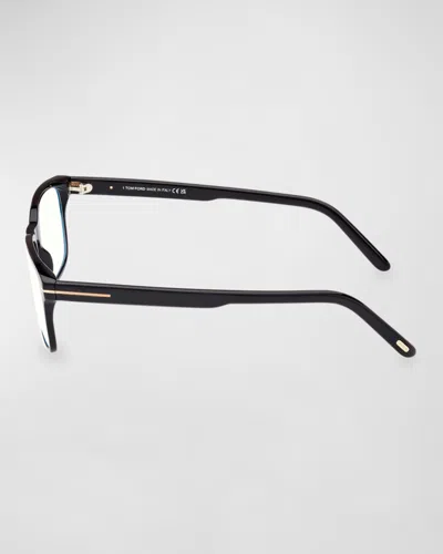 Tom Ford Blue Blocking Acetate Rectangle Glasses In Black