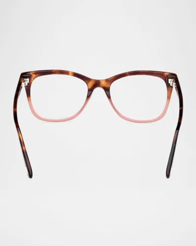 Tom Ford Blue Light Blocking Acetate Square Glasses In Brown