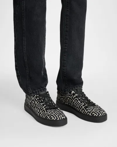 Balmain Sneakers B-court In Jacquard Con Monogramma In Multi