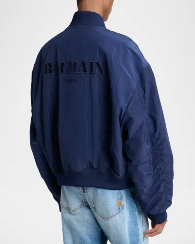 Balmain Men Navy Blue Regular Jacket In Blue