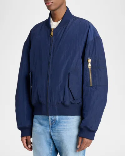 Balmain Men Navy Blue Regular Jacket In Blue