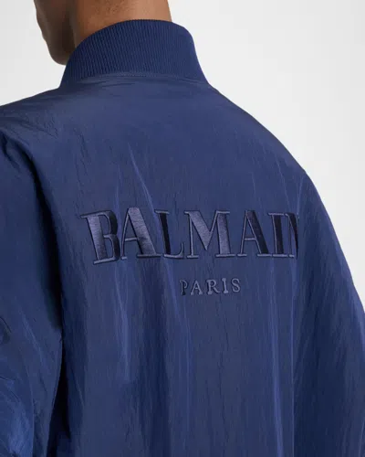 Balmain Men Navy Blue Regular Jacket In Blue