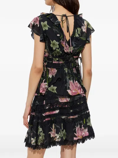 Allsaints Canto Floral Side Tie Tiered Ruffle Trim Top In Multi