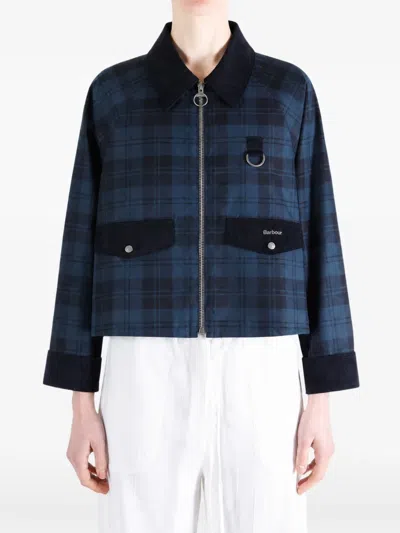 Barbour Womens Weathered Marine Baiton Check Cotton Jacket In Blue