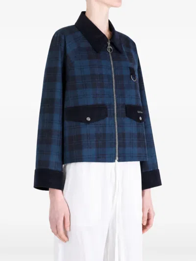 Barbour Womens Weathered Marine Baiton Check Cotton Jacket In Blue