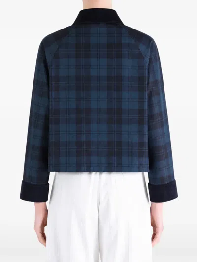Barbour Womens Weathered Marine Baiton Check Cotton Jacket In Blue
