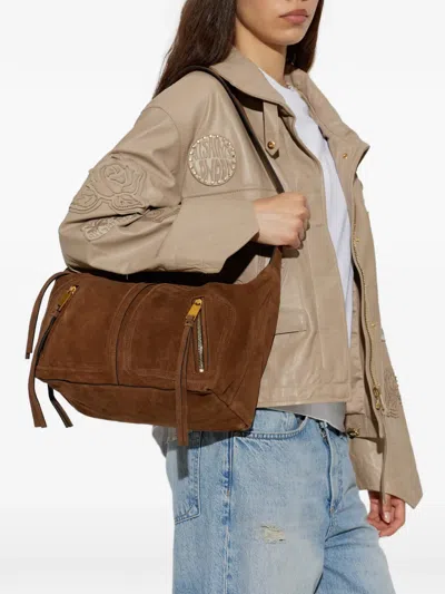 Allsaints Zippered Shoulder Bag In Brown