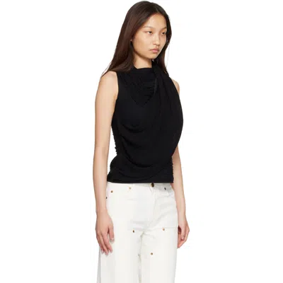 Balmain Black One Shoulder Top In Black