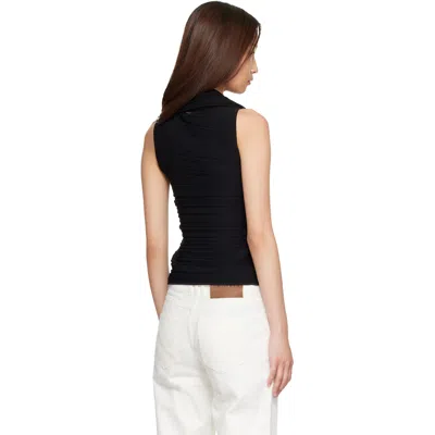 Balmain Black One Shoulder Top In Black