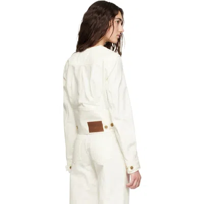 Balmain Off-white Patch-pocket Denim Jacket In White