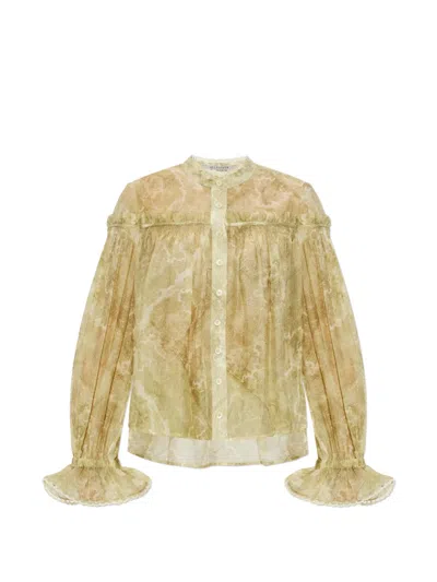 Allsaints Womens Joanne Gold Gr Delphine Graphic-print Woven Shirt In Brown
