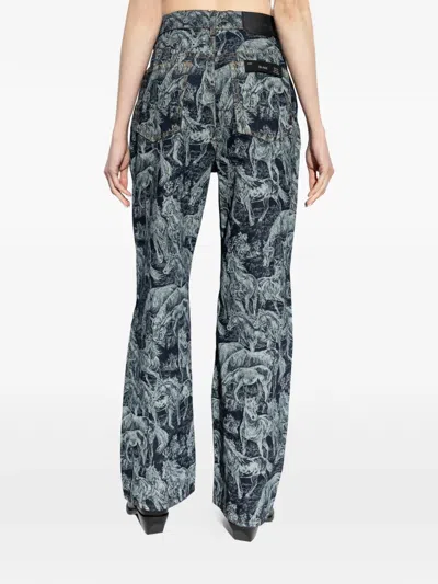 Allsaints Blake Horse Jacquard Denim Jeans In Gray