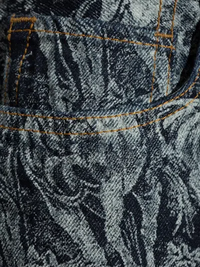 Allsaints Blake Horse Jacquard Denim Jeans In Gray