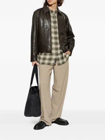 Allsaints Tune Regular Fit Leather Jacket In Brown