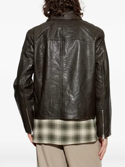 Allsaints Tune Regular Fit Leather Jacket In Brown