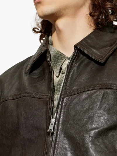 Allsaints Tune Regular Fit Leather Jacket In Brown