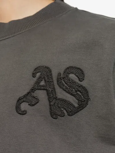 Allsaints Mens Washed Black Insignia Logo-embroidered Cotton Sweatshirt Xxl In Gray