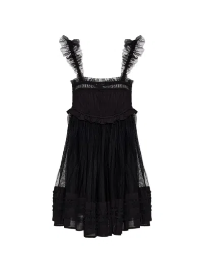 Allsaints Polyester Angela Gathered Frill Mini Dress In Black