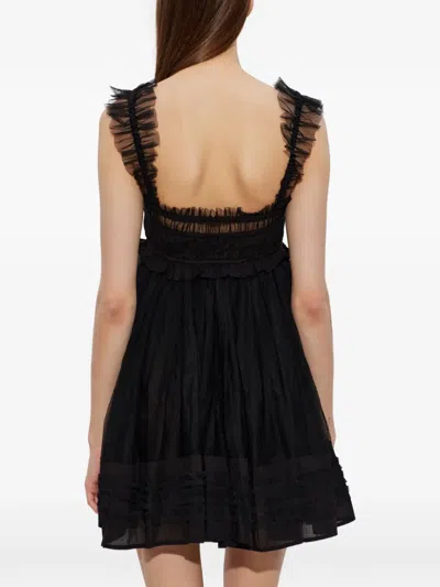 Allsaints Polyester Angela Gathered Frill Mini Dress In Black
