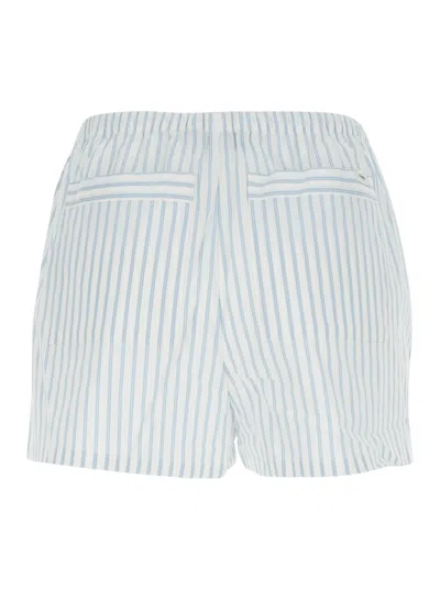 Dunst Striped Drawstring Shorts In Blue