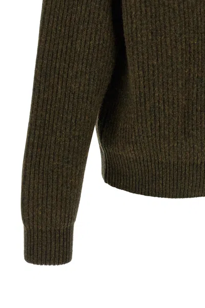 Jil Sander Green Half Zip Sweaters In Green