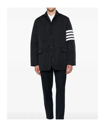 Thom Browne Flap-pocket Stripe Jacket In Blue