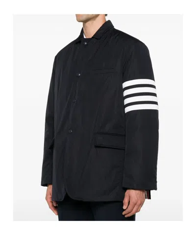 Thom Browne Flap-pocket Stripe Jacket In Blue