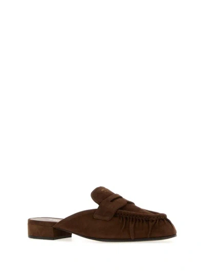 Prada Slingback Mules In Brown