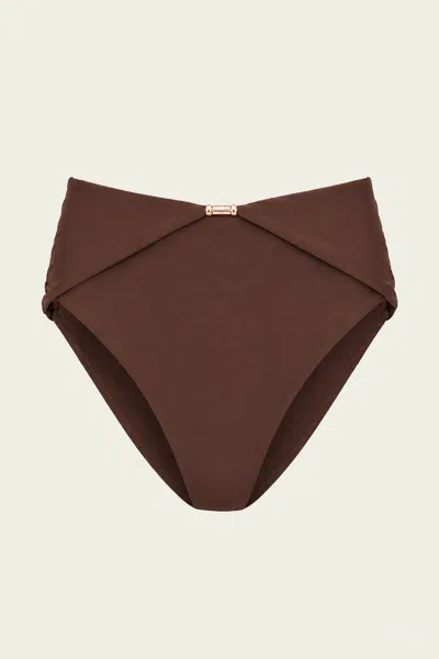 Devon Windsor Evalina Gold-tone-hardware Bikini Bottoms In Brown