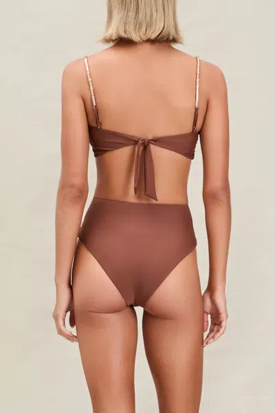 Devon Windsor Evalina Gold-tone-hardware Bikini Bottoms In Brown