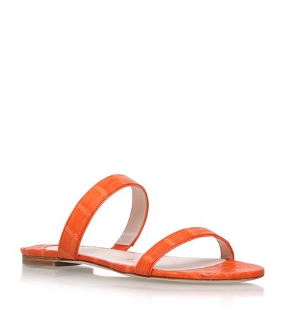 Nancy Gonzalez Frida Two-strap Crocodile Flat Slide Sandals In Orange